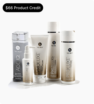  A group shot of Neora products featured in the Hair Care Essentials Pack.
